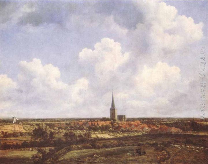 Landscape with Church and Village painting - Jacob van Ruisdael Landscape with Church and Village art painting